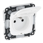 VALENA ALLURE Gniazdo 2P+Z z klapką białe szczelne IP44