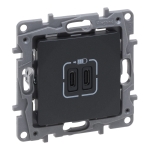 NILOE-SELECTION Gniazdo 2 x USB TYP C+C ANTRACYT (762295)