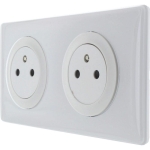 Celiane Gniazdo zespolone płaskie 2X2P+Z BIAŁE z ramką BIAŁĄ