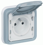 PLEXO GNIAZDO 2P+Z podtynkowe SZARE komplet