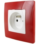 NILOE GNIAZDO 2P+Z 16A BIAŁE z ramką CZERWONĄ