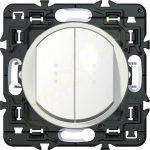 Celiane Włącznik podwójny schodowy podświetlany BIAŁY