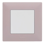 NILOE-STEP Łącznik jednobiegunowy biały z ramką Pudrowy róż