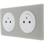 Celiane Gniazdo zespolone płaskie 2X2P+Z BIAŁE z ramką PIASKOWĄ