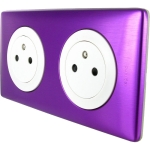 Celiane Gniazdo zespolone płaskie 2X2P+Z BIAŁE z ramką PURPURA 