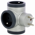 Rozgałęźnik 3x2P+Z aluminium/grafitowy (049438)