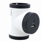 Rozgałęźnik 2x2P+Z USB A+C biały/grafitowy (049437)