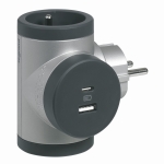 Rozgałęźnik 2x2P+Z USB A+C aluminium/grafitowy (049439)