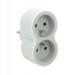 Rozgałęźnik 2x2P+Z frontowy BIAŁY/SZARY (049431)