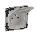 VALENA ALLURE Gniazdo 2P+Z z klapką aluminium szczelne IP44