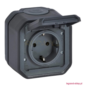 Plexo Gniazdo Schuko 2P+Z auto natynkowe Antracyt