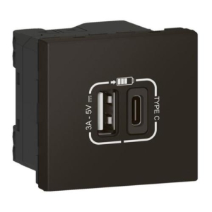 MOSAIC GNIAZDO 2xUSB A+C 230V/5V 3000 mA czarne