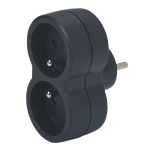 Rozgałęźnik 2x2P+Z pionowy CZARNY