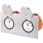 GNIAZDO PODŁOGOWE PODWÓJNE Z POKRYWĄ IP44 SZCZELNE Z PUSZKĄ 080188 x 2 szt.